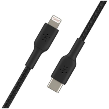 Cable braided USB-C Lightning 2m black ( CAA004BT2