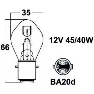 Spuldze 12V 45/40W BA20D (12748)