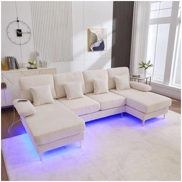Sofa U-Shape Corner Sofa 4 Seater Sofa Bed with US