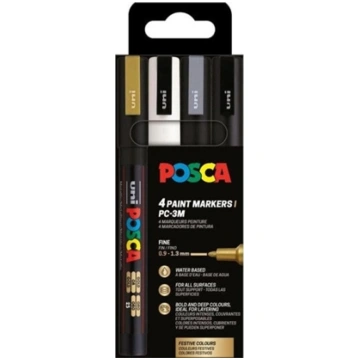 Posca POSCA PC-3M 4stk (Guld,Hvid,Sølv,Sort) 40165