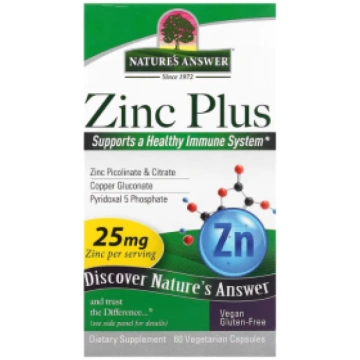 Zinc Plus 25 mg Nature"s Answer 60 vcaps