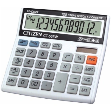 Kalkulators Citizen CT 555W - balts, Melns
