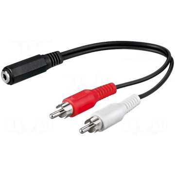 Cable | RCA plug x2,Jack 3.5mm 3pin socket | 0.2m 