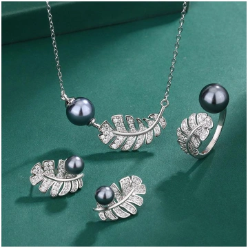 Imitation Natural Freshwater Pearl Feather Ring S9