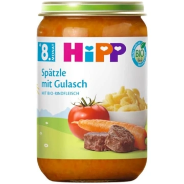 HiPP Bioloģiskais ēdienkarte no 8. mēneša Spätzle 