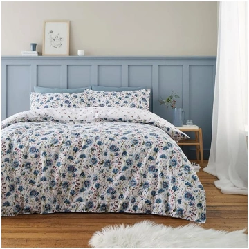 Bianca Brushed Cotton Ophelia Floral Blue Reversib