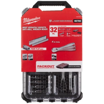 Milwaukee patronu komplekts 3/8" PACKOUT koferī, 3