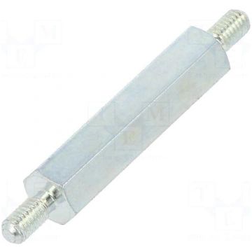 Screwed spacer sleeve | 25mm | Ext.thread: M3 | he