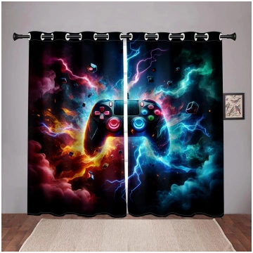 Cool Gaming Controller 3D Print Curtains 2 Panels 