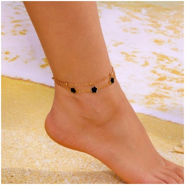 Design Sense 5 Leaf Flower Anklet for Women Lucky 