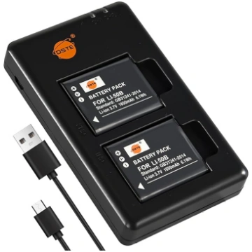 DSTE 2PCS LI-50B (1650mAh/3.7V) akumulators + Dual