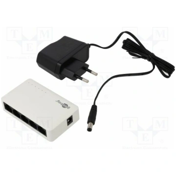 Switch Ethernet; DC socket,RJ45 socket x5; white |