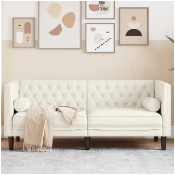 VidaXL Chesterfield dīvāns ar rullīšiem, divvietīg