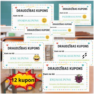 Draudzības stends un kuponi. Sākumskola