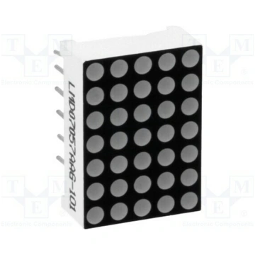 Display: LED; matrix; 5x7; red; 10.2mcd; cathode; 