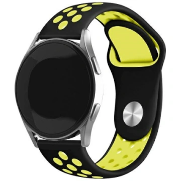 Beline 22mm Sport Silicone Watch Strap, Black/Yell