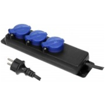 Pagarinātājs lieljaudas 3x2P+E (Schuko), IP44, 3x1