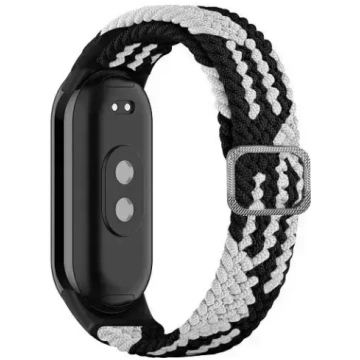 Beline siksna Mi Band 8 Textile melna/balta