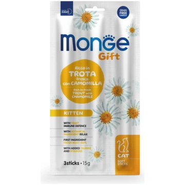 Kārumi kaķiem Monge Gift Soft Sticks Kitten, forel