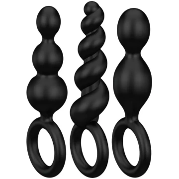 Set 3 plug anali silicone impugnatura anello Satis