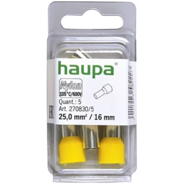Kabeļu āderuzgalis 25/16 dzeltens 5gb/iep. HAUPA