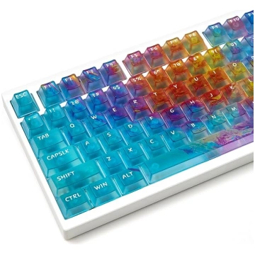 119keys Keyboard Keycaps Shine Through Clear Blue 