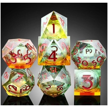 DNDND Glitter Liquid Core Dice, asas D&D Dice kaul
