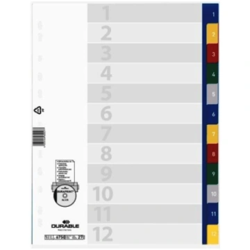 Dokumentu sadalītāji Durable INDEX 1-12, A4, PP, k