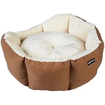 Amazon Basics Brown & Ivory Octagonal Pet Bed for 