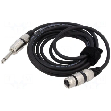 Cable | Jack 6,3mm 2pin plug,XLR female 3pin | 3m 