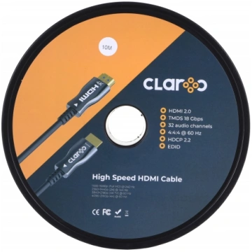CLAROC HDMI CABLE FIBER OPTIC AOC 2.0, 4K, 10M FEN