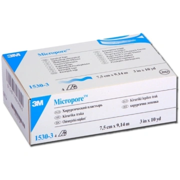 MICROPORE 3M - augstums 76 mm x 9,14 m, 4 ruļļi