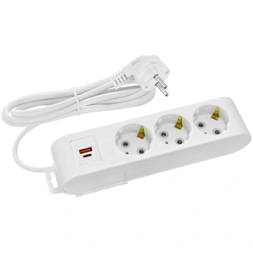 Pagarinātājs Horoz, DECO, 3-viet., 3m, a/z, ar USB