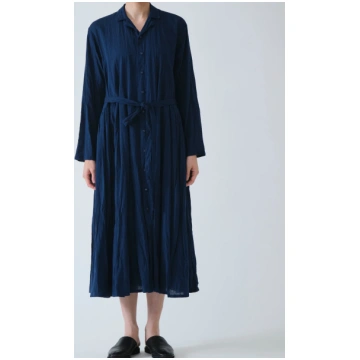 Pas de Calais Organic Cotton Chambray Dress Navy