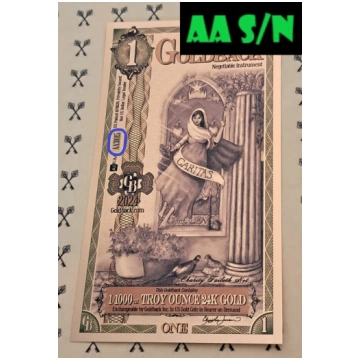 2024 Nevada 1 Goldback FIRST BATCH AA SERIAL NUMBE