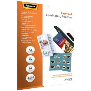 LAMINATOR POUCH EASYFOLD/A3 80 25PCS 5602001 FELLO