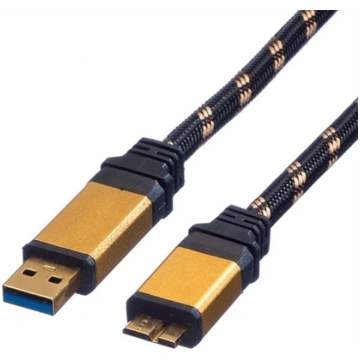 Kabel USB Roline USB-A - micro-B 0.8 m Czarno-zoty