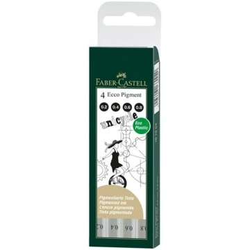 Faber-castell Ecco Pigment 4 gab. melnas pildspalv