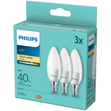KOMPLEKTS 3xLED Spuldze Philips B35 E14/5W/230V 27