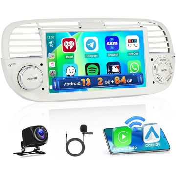 Hikity 2+64G Android auto radio Fiat 500 2007-2015