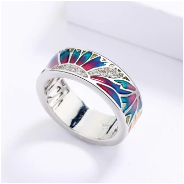 Fashion Luxury 925 Silver Blue Epoxy Enamel Sweet 