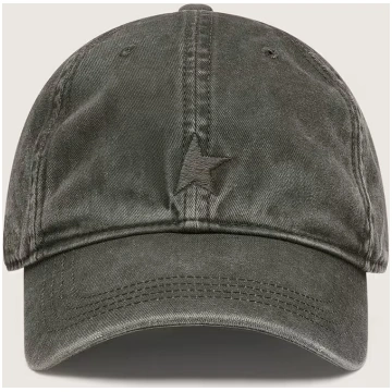 Dark olive-green baseball cap with tone-on-tone em