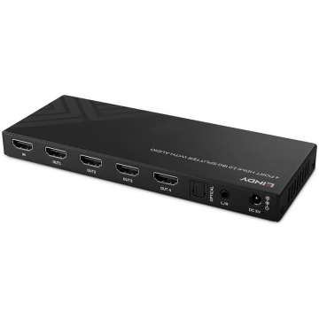 Lindy 4 Port HDMI 8K60 Splitter with Audio & Downs