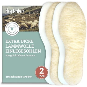 Hey Nature 2 pāri Lambswool zolītes Siltas dabiskā