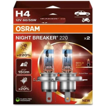 Komplekts 2x Auto spuldze NIGHT BREAKER H4 P43t/60