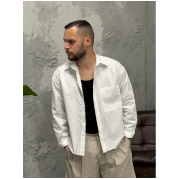 Camicia boxy fit cropped basica bianca taglio vivo