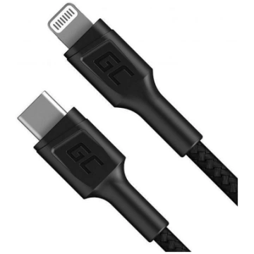 Vads Green Cell, USB Type C/Apple Lightning, melna