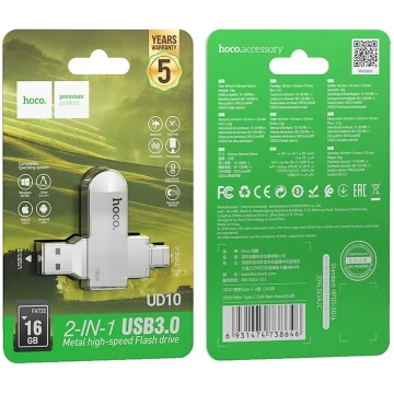 HOCO USB A + Type C UD10 16GB USB3.0 pendrive