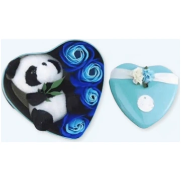 Panda plīšs gaiši zilā Valentīndienas kastītē Mīks
