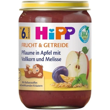 HiPP Bioloģiskās plūmes ābolos ar pilngraudu graud